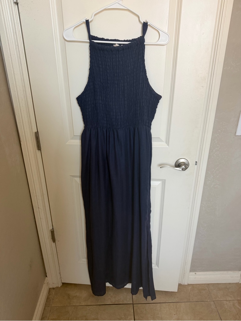 Universal Thread Navy Smocked Halter Maxi Dress